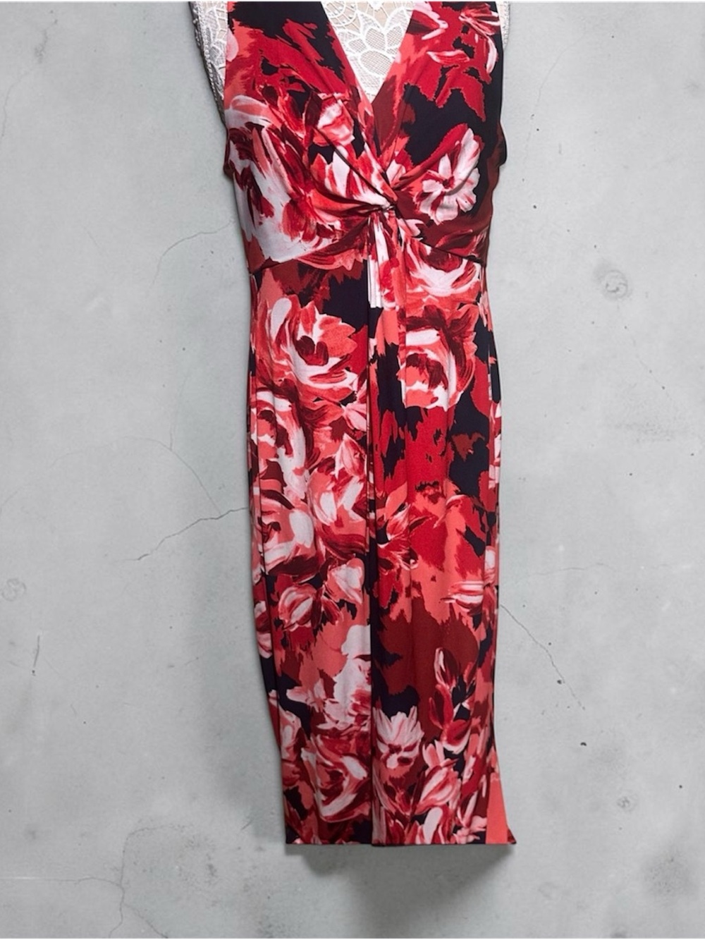 Liz Claiborne Red and White Floral Maxi Dress